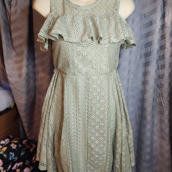 Knitworks Girls Size 12 Sage Green Dress Boho - Picture 2 of 5
